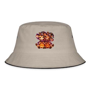 Giraffe Gir'Halloween-Kuschel (Yin-Yang) - Bucket Hat - Khaki/Schwarz - Vorne
