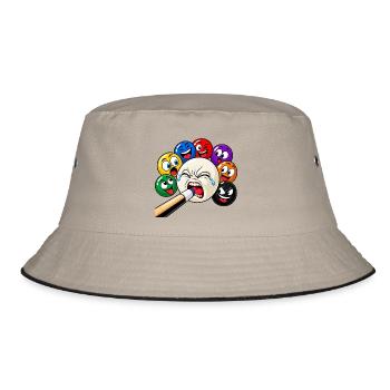 Lustige Billard Motive - Sports-Bar Bilder - Bucket Hat - Khaki/Schwarz - Vorne