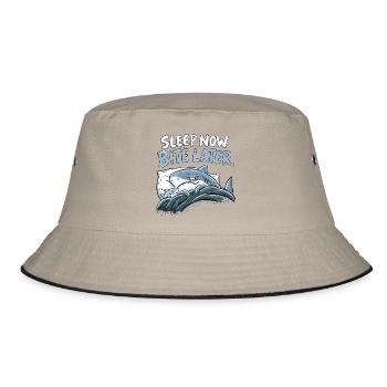 Sleep Now Bite Later Hai Schlaf Humor Haifamilie - Bucket Hat - Khaki/Schwarz - Vorne
