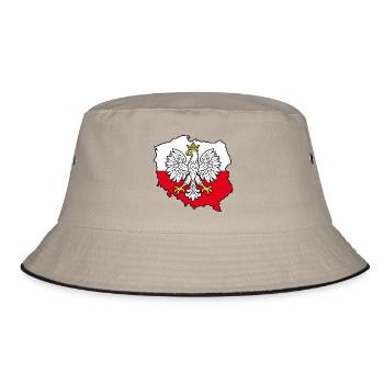 Polnischer Adler auf der zweifarbigen Karte Polens - Bucket Hat - Khaki/Schwarz - Vorne