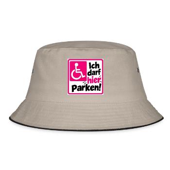 Ich darf hier Parken Sign - Bucket Hat - Khaki/Schwarz - Vorne