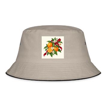 Weihnachtsorangen blühen und Band - Bucket Hat - Khaki/Schwarz - Vorne