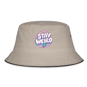 Stay Weird Pastell-Schriftzug mit Blitz - Bucket Hat - Khaki/Schwarz - Vorne