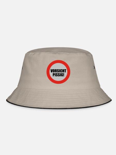 Vorsicht pissig - Bucket Hat - Khaki/Schwarz - Vorne