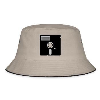 retro floppy disk - Bucket Hat - khaki/black - Front
