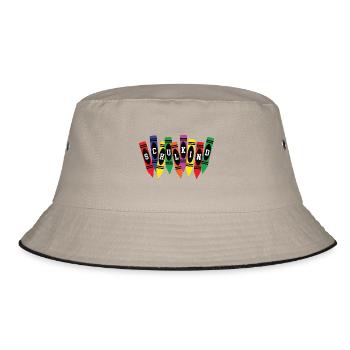 Schulkind Schüler 1 Klasse Einschulung Schulkinder - Bucket Hat - Khaki/Schwarz - Vorne