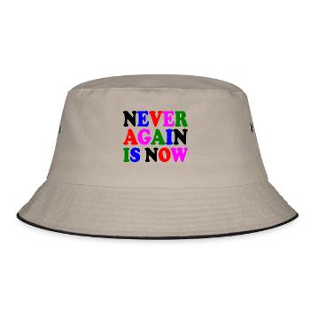Never again is now - Bucket Hat - Khaki/Schwarz - Vorne