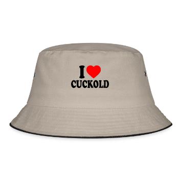 I love cuckold - Bucket Hat - Khaki/Schwarz - Vorne