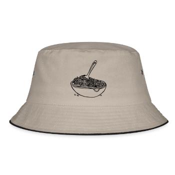 Nudelteller vegetarisch, Koch, Köchin - Bucket Hat - Khaki/Schwarz - Vorne