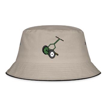 rasenmaeher lawn mower mowing machine4 - Bucket Hat - Khaki/Schwarz - Vorne