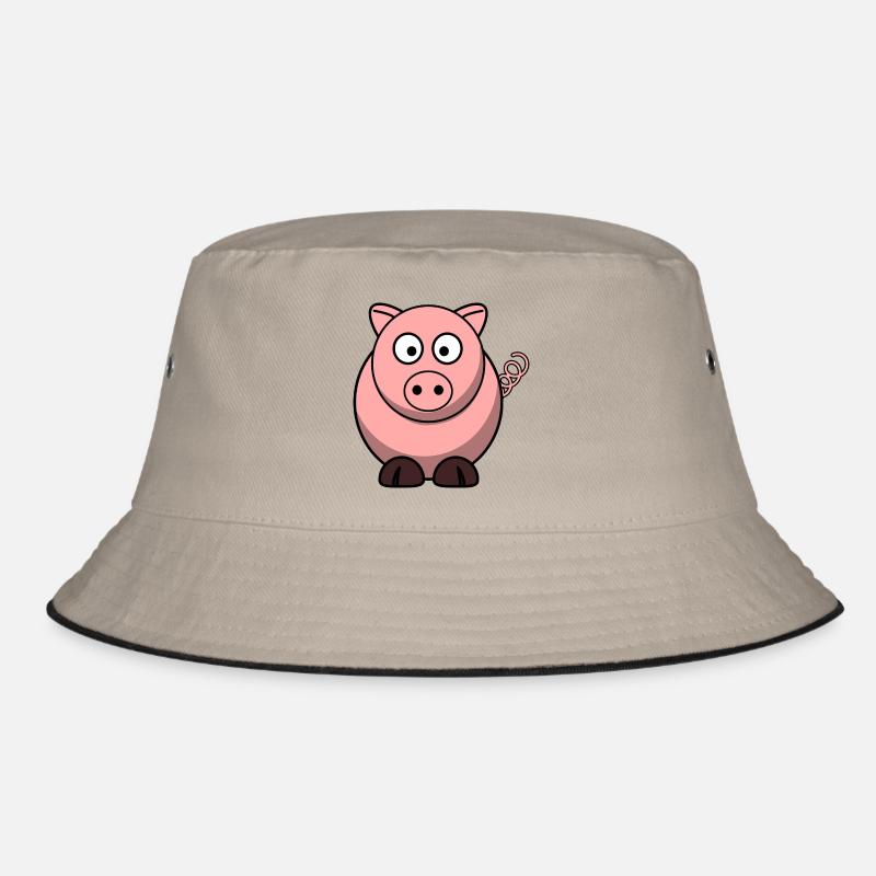 Schweinchen - Bucket Hat - Khaki/Schwarz