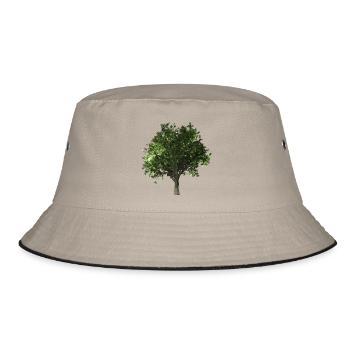 forest woods woodland wald tree baumstamm175 - Bucket Hat - Khaki/Schwarz - Vorne