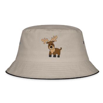 Hirsch - Bucket Hat - Khaki/Schwarz - Vorne