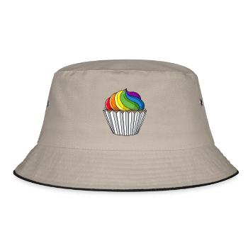 Gay Pride Cupcake - Bucket Hat - khaki/black - Front