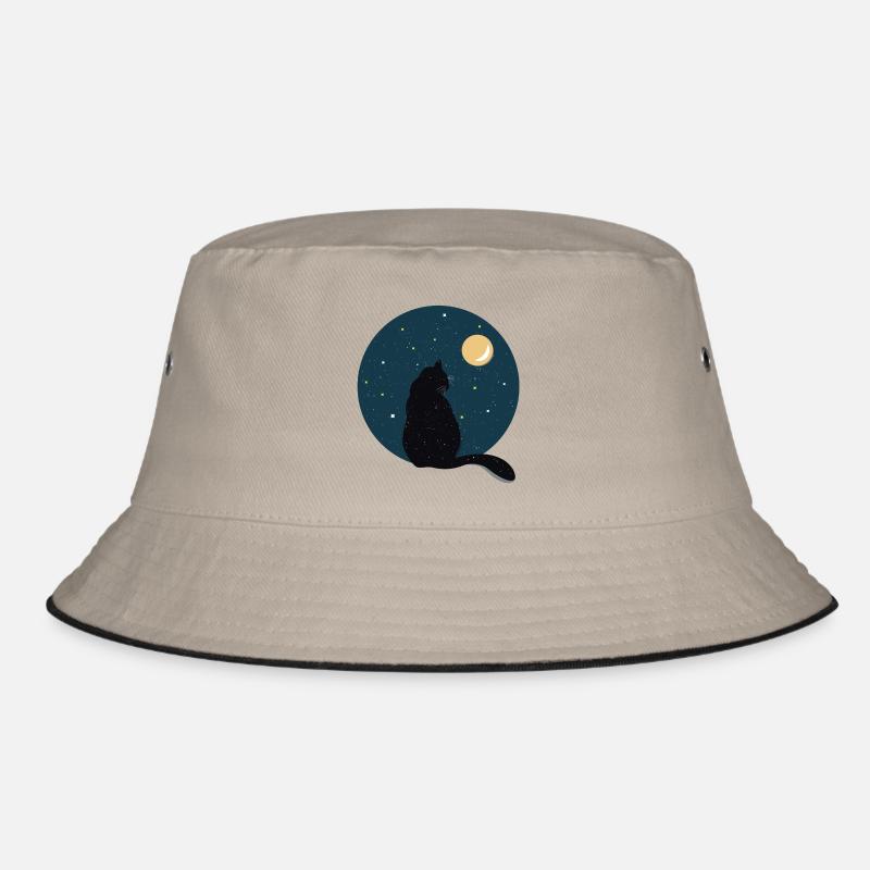 Chat noir devant la lune. - Bob - kaki/noir