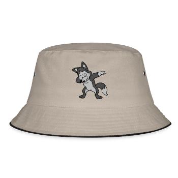 Dabbing Dab Siberian Husky Hund Wolf Tanzen - Bucket Hat - Khaki/Schwarz - Vorne