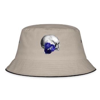 Indigo Rosen Schädel Design - Bucket Hat - Khaki/Schwarz - Vorne