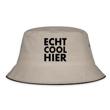Echt cool hier - Bucket Hat - Khaki/Schwarz - Vorne