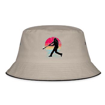 Baseball - Bucket Hat - Khaki/Schwarz - Vorne