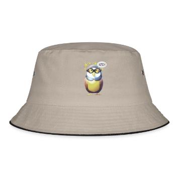 Lustiger Vogel mit Brille - Bucket Hat - Khaki/Schwarz - Vorne