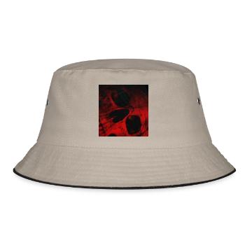 Rotes Schattenmuster Schädel - Bucket Hat - Khaki/Schwarz - Vorne