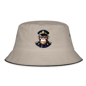 Chimpanzee Policeman - Bucket Hat - khaki/black - Front