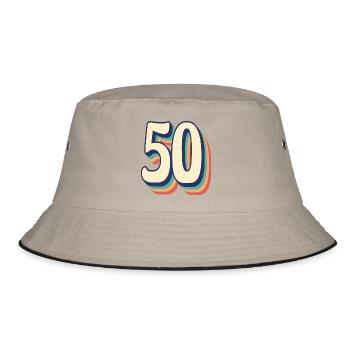 Vintage Retro T Shirt Number 50 Fify - Bucket Hat - khaki/black - Front