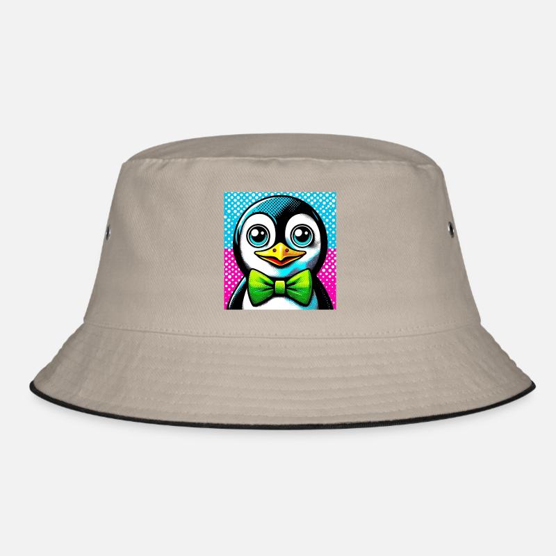 Pinguin mit Fliege Pop Art - Bucket Hat - Khaki/Schwarz