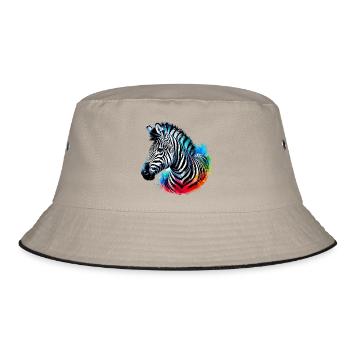 Zebra - Bucket Hat - Khaki/Schwarz - Vorne