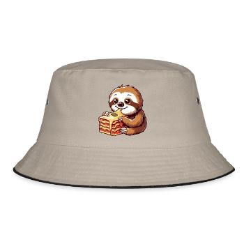 Sloth Loves Italian Lasagna - Bucket Hat - khaki/black - Front