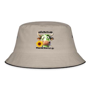 grün bin ich nur wenn mir schlecht ist fck grn - Bucket Hat - Khaki/Schwarz - Vorne