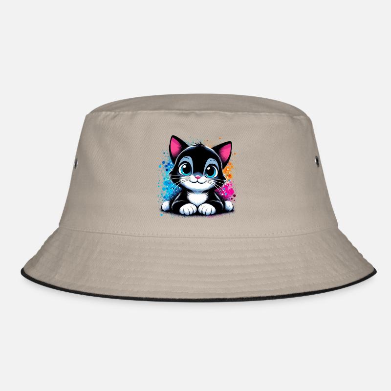 Katze - Bucket Hat - Khaki/Schwarz