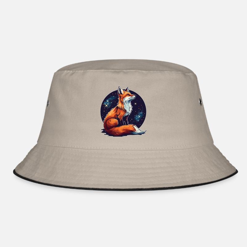 Fuchs mit Sternen - Bucket Hat - Khaki/Schwarz
