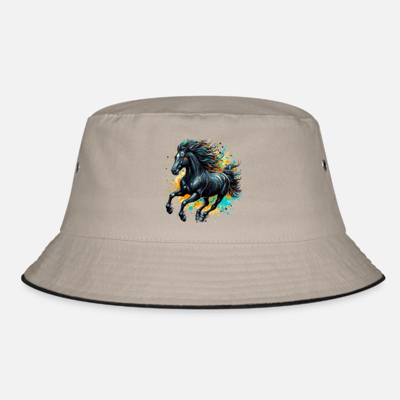 Pferd - Bucket Hat - Khaki/Schwarz