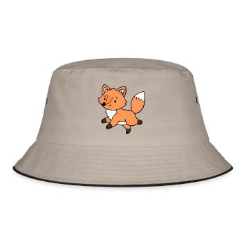 Fox Foxes - Bucket Hat - khaki/black - Front