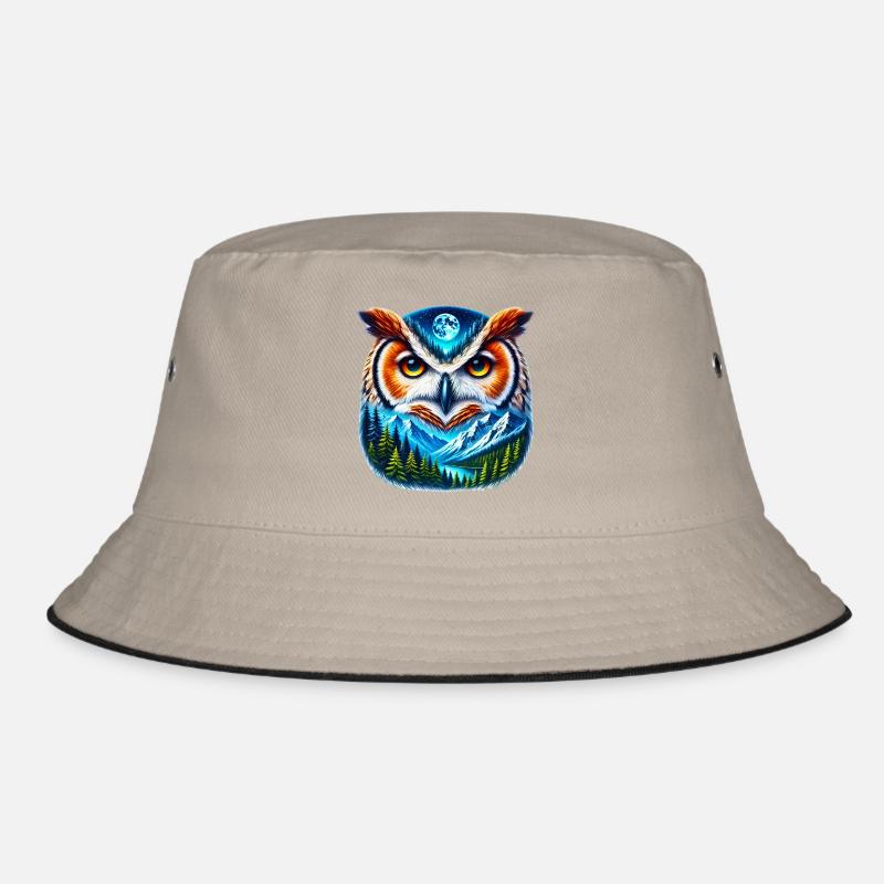 Eule - Bucket Hat - Khaki/Schwarz