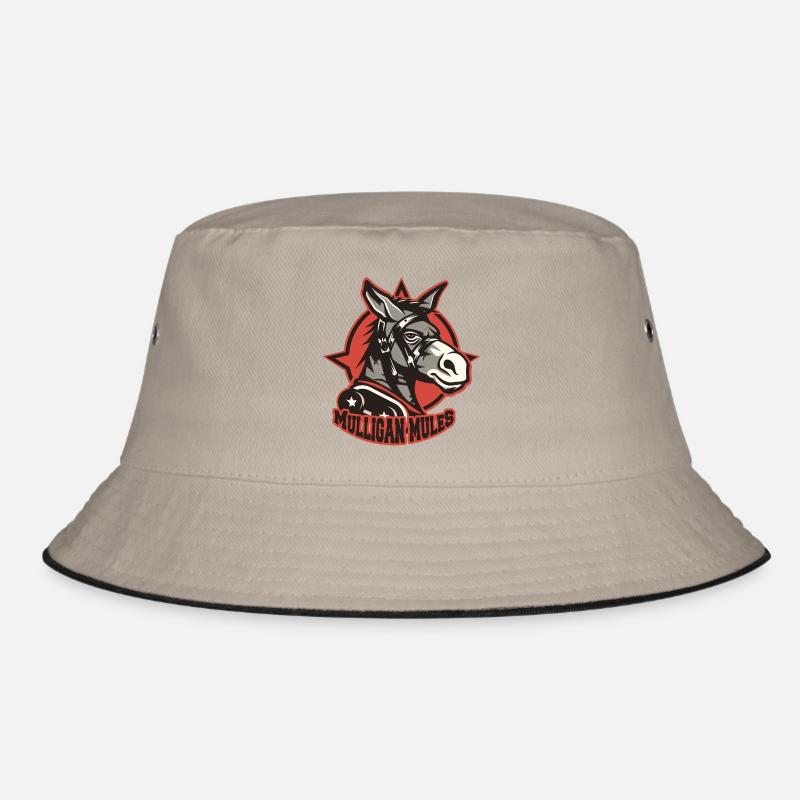 Mulligan Mules Maskottchen-Logo - Bucket Hat - Khaki/Schwarz