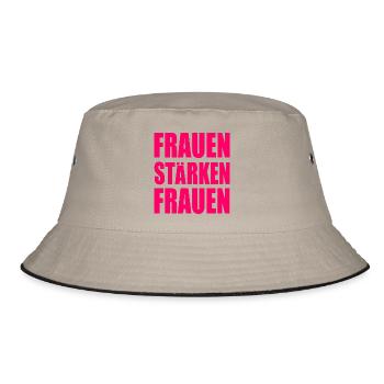 Frauen stärken frauen - Bucket Hat - Khaki/Schwarz - Vorne