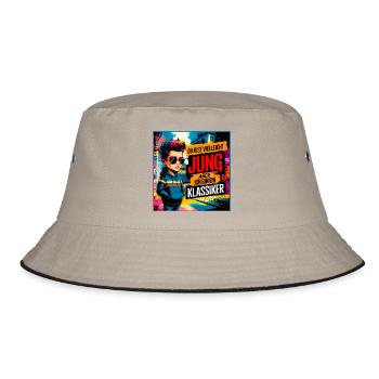 Du bist vielleicht jung aber ich bin ein Klassiker - Bucket Hat - Khaki/Schwarz - Vorne