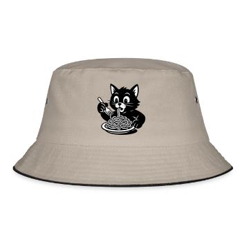 Le chat mange des spaghettis Mème - Bob - kaki/noir - Devant
