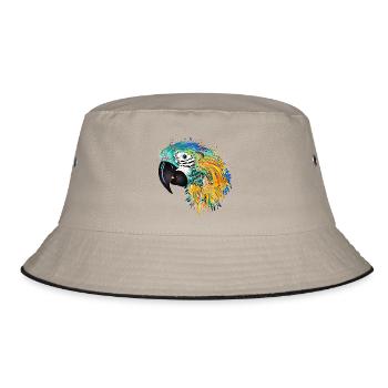 Bunter Papagei – Farbenfrohes Tropen-Kunstwerk - Bucket Hat - Khaki/Schwarz - Vorne