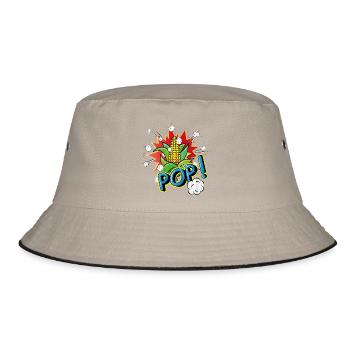 Pop Art Style Corn on the Cob with Popcorn Effect - Bucket Hat - khaki/black - Front