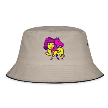 Horse Girl Pop Art - Bucket Hat - khaki/black - Front