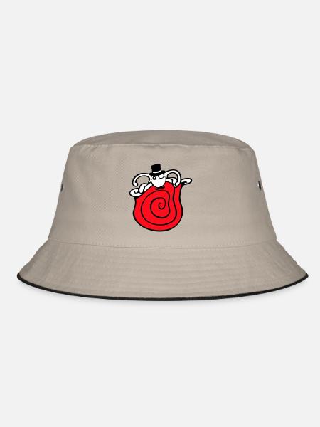 Mr Snail Sir Cylinder Monocle Rich Wealthy - Bucket Hat - khaki/black - Front