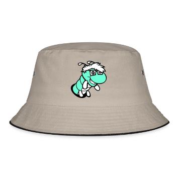 nerd caterpillar looks hole geek worm horn-rimmed glasses smart - Bucket Hat - khaki/black - Front