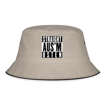Straight aus'm Osten (Farben änderbar) - Bucket Hat - Khaki/Schwarz - Vorne