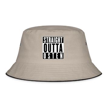 Straight outta Osten (Farben änderbar) - Bucket Hat - Khaki/Schwarz - Vorne