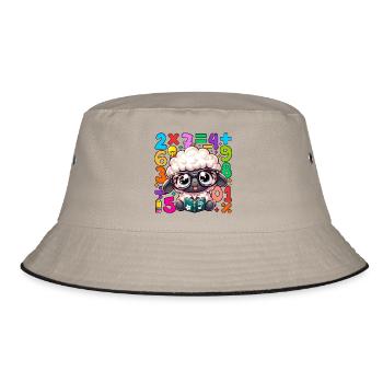 Number Day Sheep Scholar Reading Math - Bucket Hat - khaki/black - Front