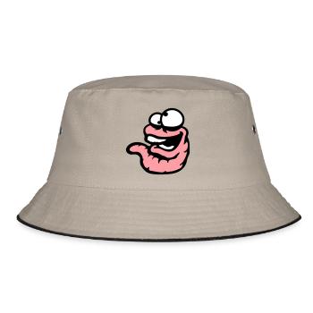 Wurm Lachend Verrückt Schielend Albern Dämlich - Bucket Hat - Khaki/Schwarz - Vorne