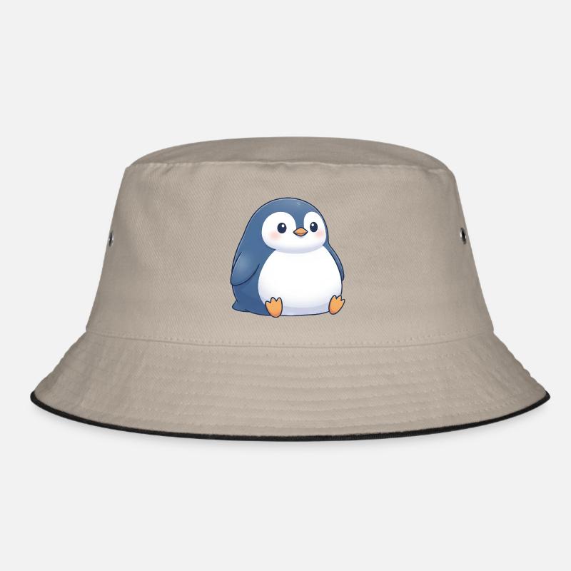 Cute chubby cartoon penguin sitting chubby Bucket Hat